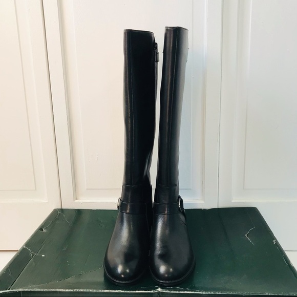 Price firm LAUREN RALPH LAUREN Black Margarite Burnished Calf Boots Size 5 - Picture 2 of 5